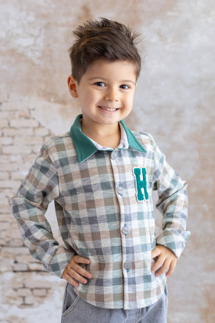 Wholesale Baby Boy Plaid Patterned Shirt 9-48M - Brand: Mininio - Kids & Baby Clothes Wholesale - Globality Store