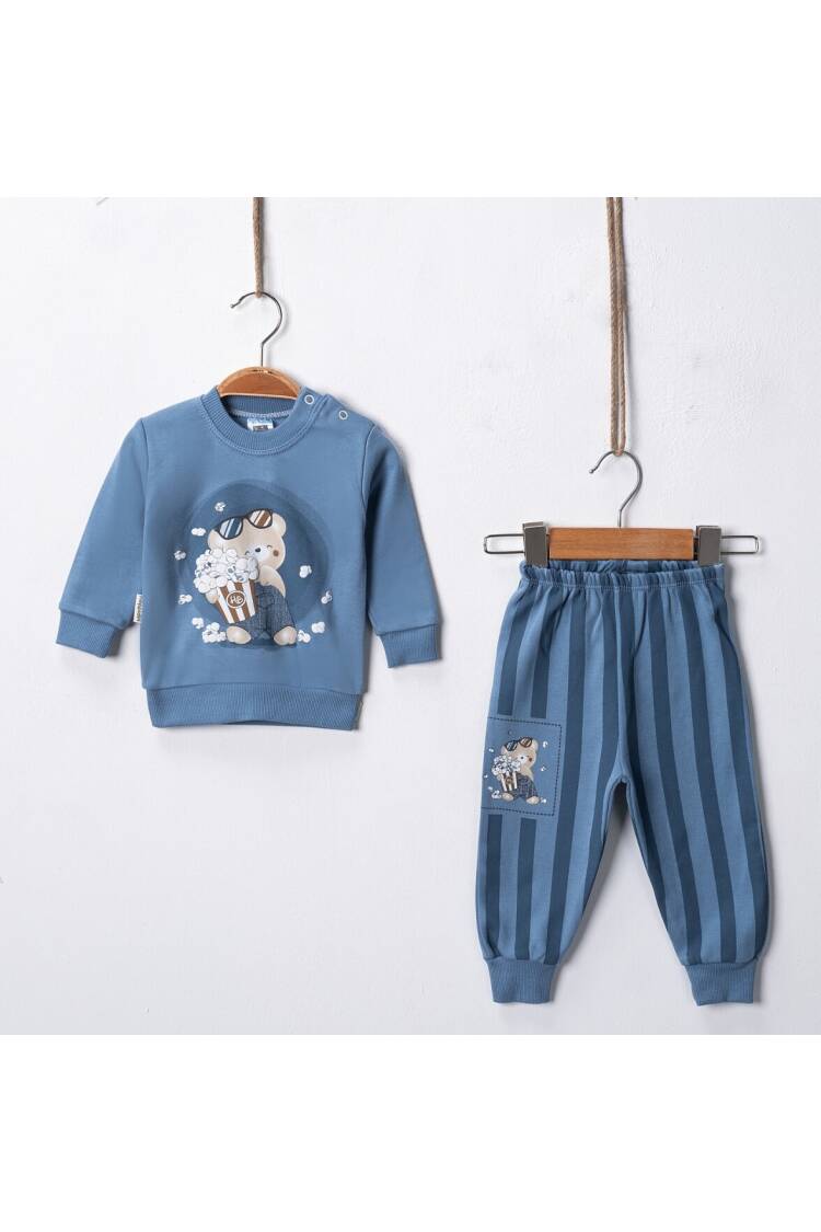Wholesale Baby Boy Popcorn Printed Set of 2 3-9M - Brand: Hoppidik - Kids & Baby Clothes Wholesale - Globality Store