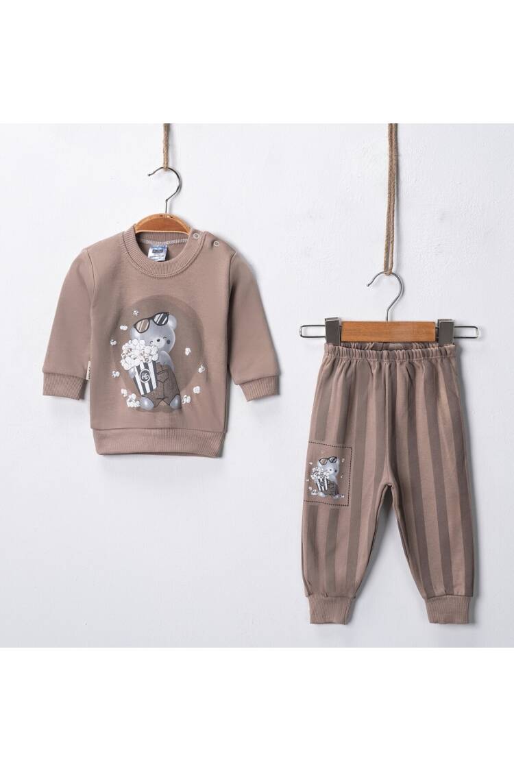 Wholesale Baby Boy Popcorn Printed Set of 2 3-9M - Brand: Hoppidik - Kids & Baby Clothes Wholesale - Globality Store