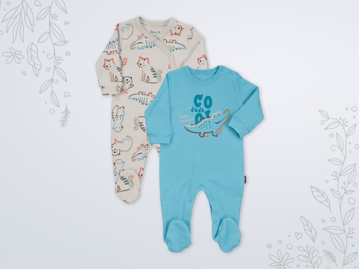 Wholesale Baby Boy Printed 2 Piece Jumpsuit 1-6M 1003-18501 - Brand: Miniworld - Kids & Baby Clothes Wholesale - Globality Store