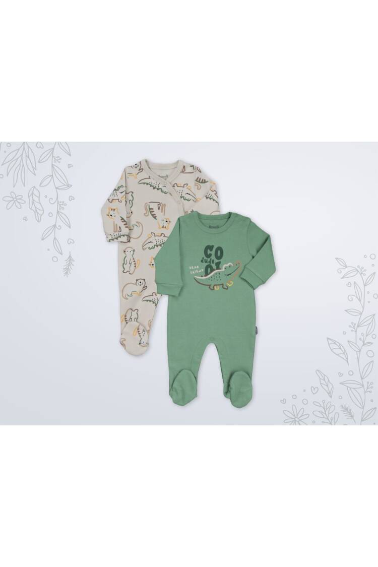 Wholesale Baby Boy Printed 2 Piece Jumpsuit 1-6M 1003-18501 - Brand: Miniworld - Kids & Baby Clothes Wholesale - Globality Store