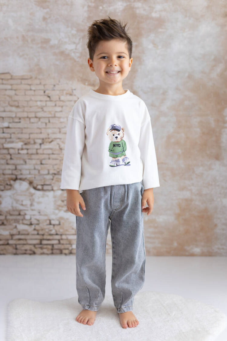 Wholesale Baby Boy Printed Long Sleeve Body and Jean Pants 6-48M - Brand: Mininio - Kids & Baby Clothes Wholesale - Globality Store
