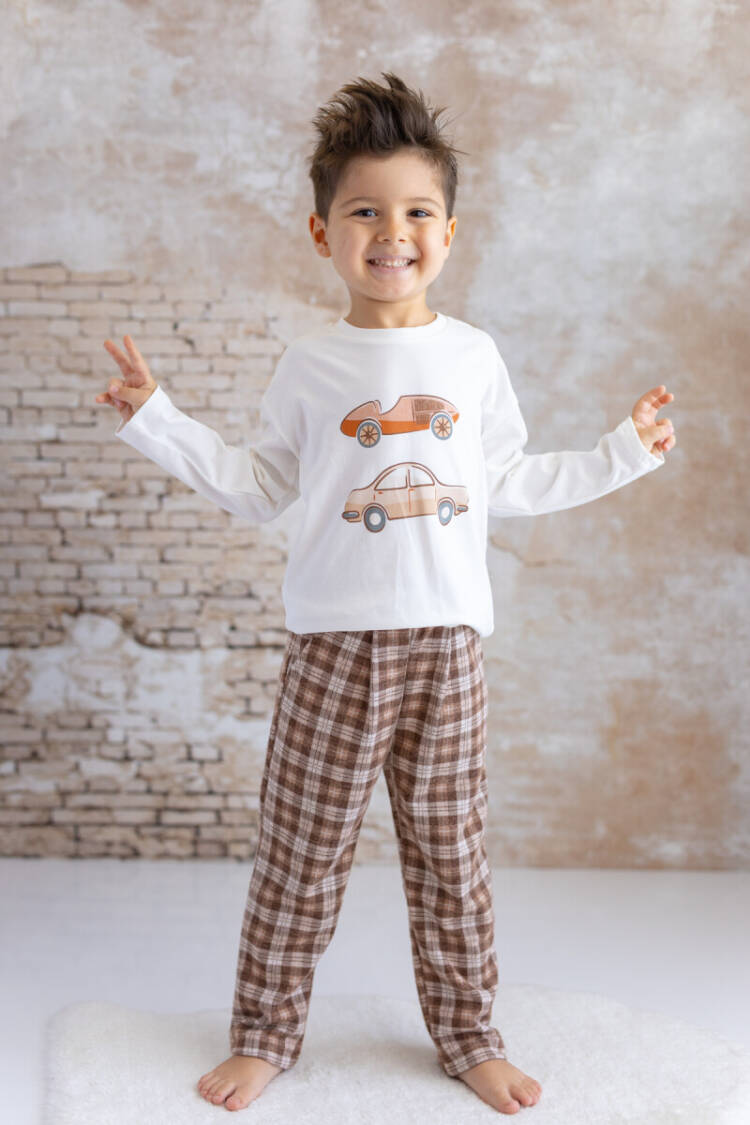 Wholesale Baby Boy Printed T-shirt and Plaid Pants Set 9-48M - Brand: Mininio - Kids & Baby Clothes Wholesale - Globality Store