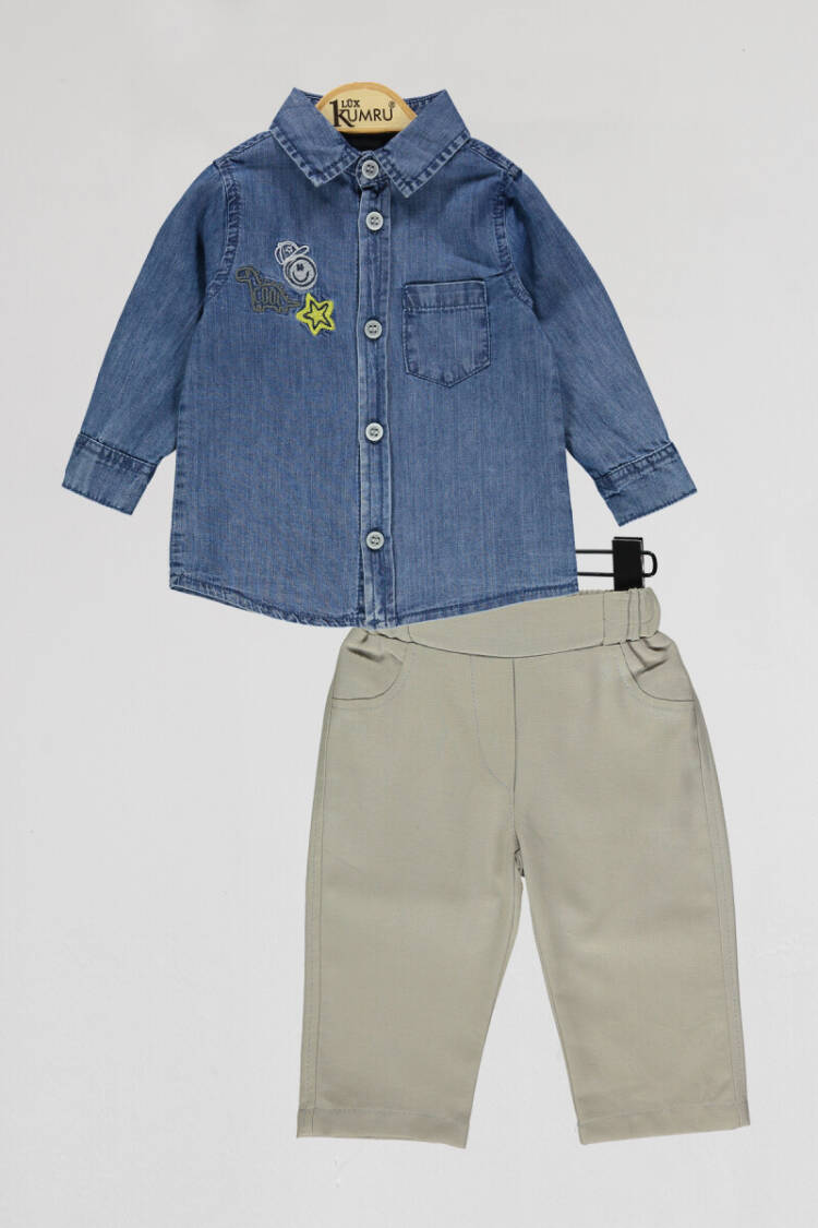 Wholesale Baby Boys 2-Piece Denim Shirts and Pants Set 6-18M - Brand: Kumru Bebe - Kids & Baby Clothes Wholesale - Globality Store