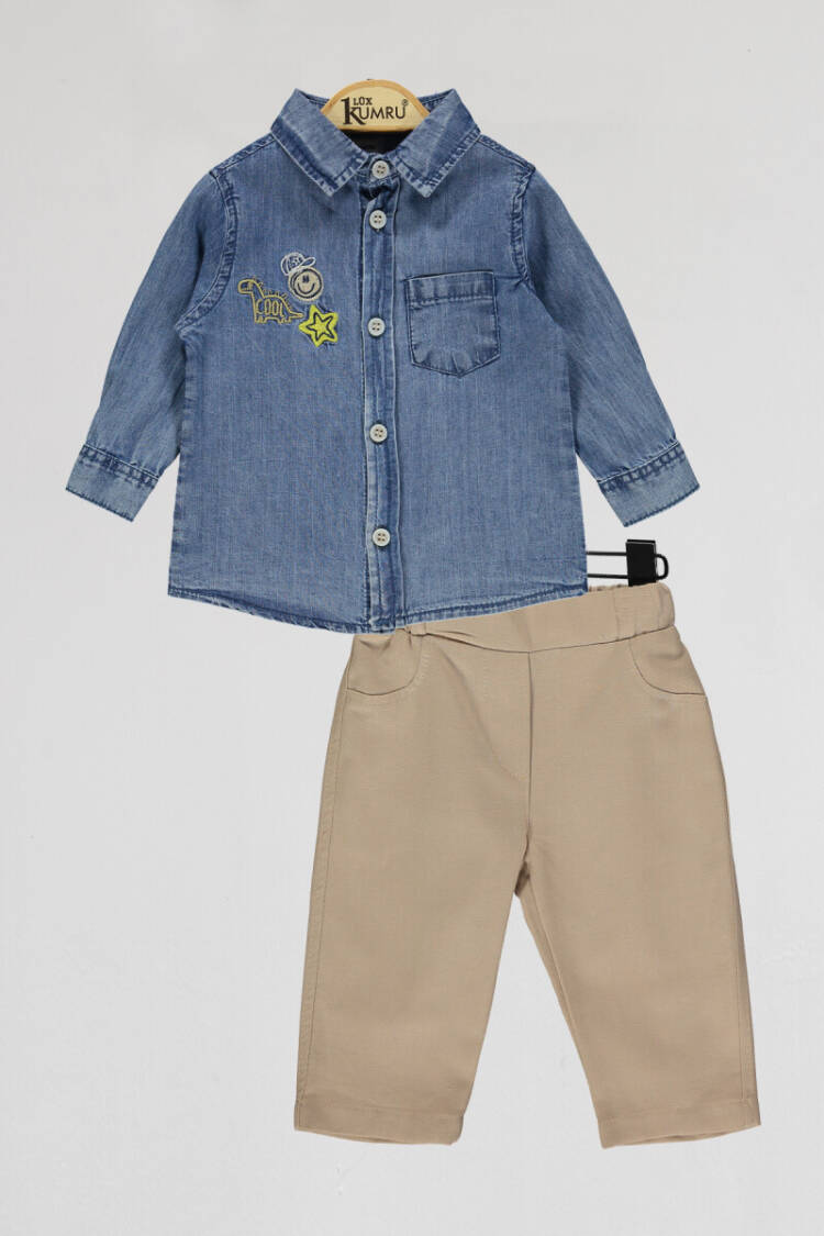 Wholesale Baby Boys 2-Piece Denim Shirts and Pants Set 6-18M - Brand: Kumru Bebe - Kids & Baby Clothes Wholesale - Globality Store