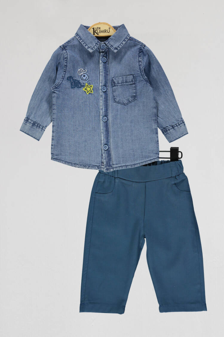 Wholesale Baby Boys 2-Piece Denim Shirts and Pants Set 6-18M - Brand: Kumru Bebe - Kids & Baby Clothes Wholesale - Globality Store