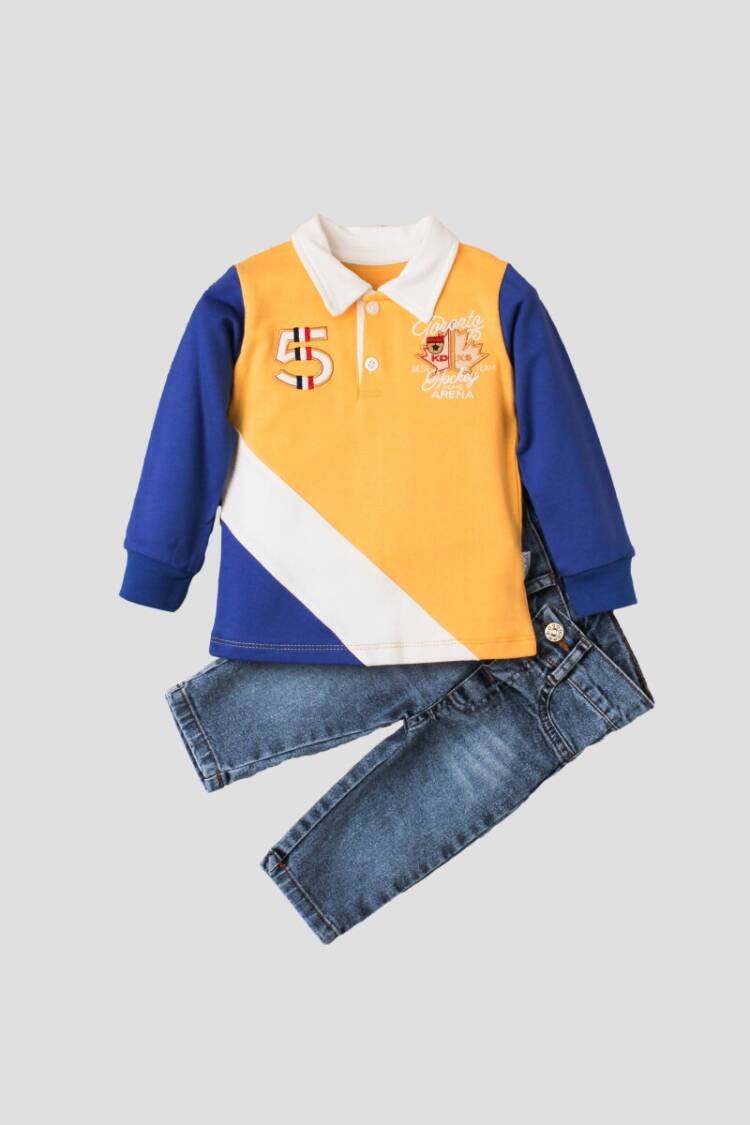 Wholesale Baby Boys 2-Piece Long Sleeve T-shirt and Denim Pants 9-24M - Brand: Kidexs - Kids & Baby Clothes Wholesale - Globality Store