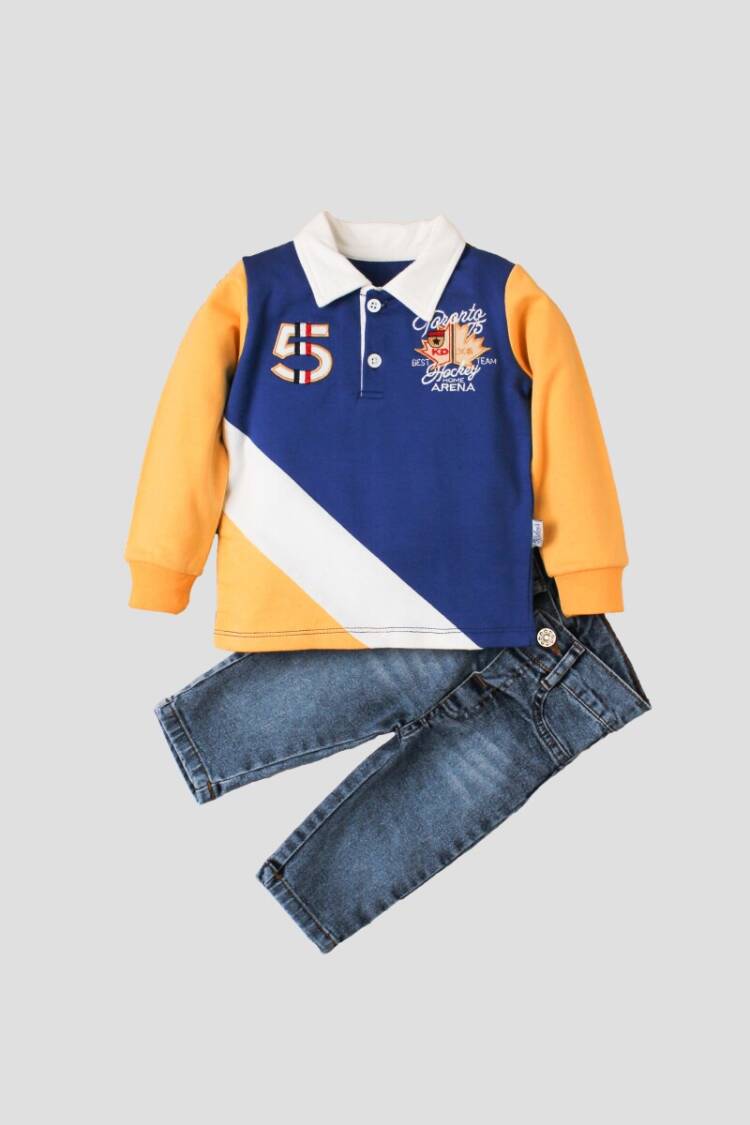 Wholesale Baby Boys 2-Piece Long Sleeve T-shirt and Denim Pants 9-24M - Brand: Kidexs - Kids & Baby Clothes Wholesale - Globality Store