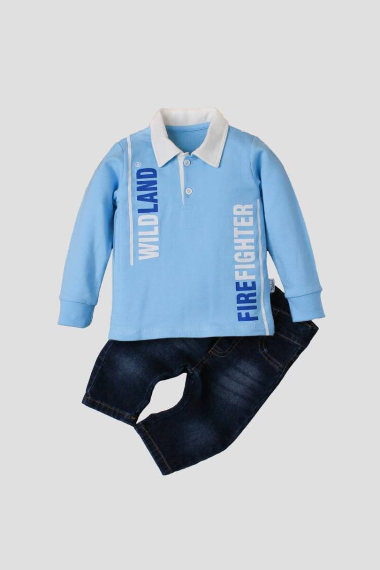 Wholesale Baby Boys 2-Piece Long Sleeve T-Shirt and Denim Pants 9-24M - Brand: Kidexs - Kids & Baby Clothes Wholesale - Globality Store