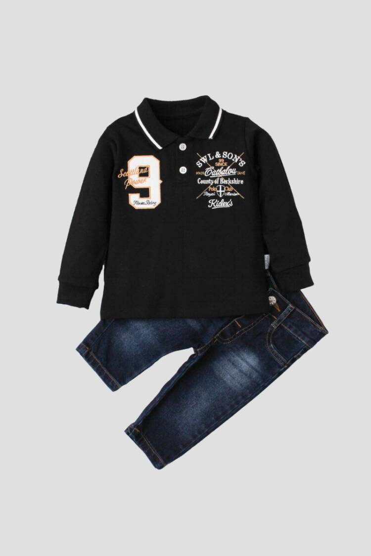Wholesale Baby Boys 2-Piece Long Sleeve T-Shirt and Denim Pants 9-24M - Brand: Kidexs - Kids & Baby Clothes Wholesale - Globality Store