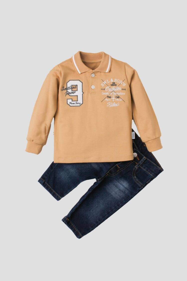 Wholesale Baby Boys 2-Piece Long Sleeve T-Shirt and Denim Pants 9-24M - Brand: Kidexs - Kids & Baby Clothes Wholesale - Globality Store