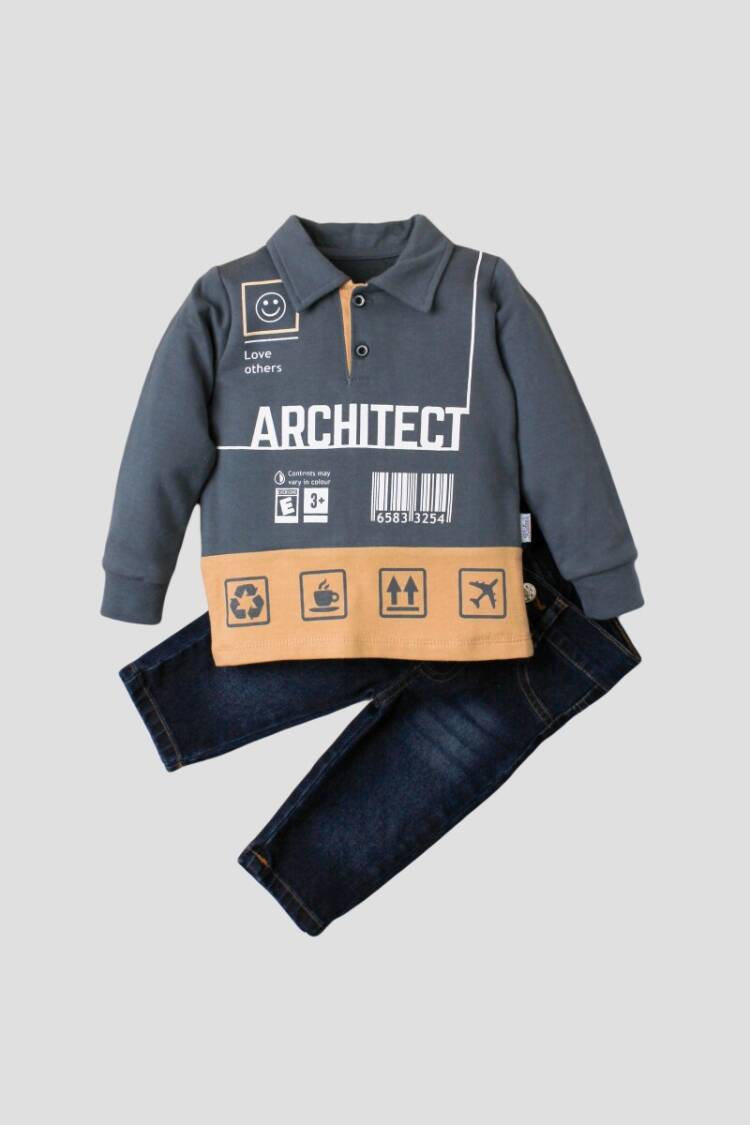 Wholesale Baby Boys 2-Piece Long Sleeve T-Shirt and Denim Pants 9-24M - Brand: Kidexs - Kids & Baby Clothes Wholesale - Globality Store