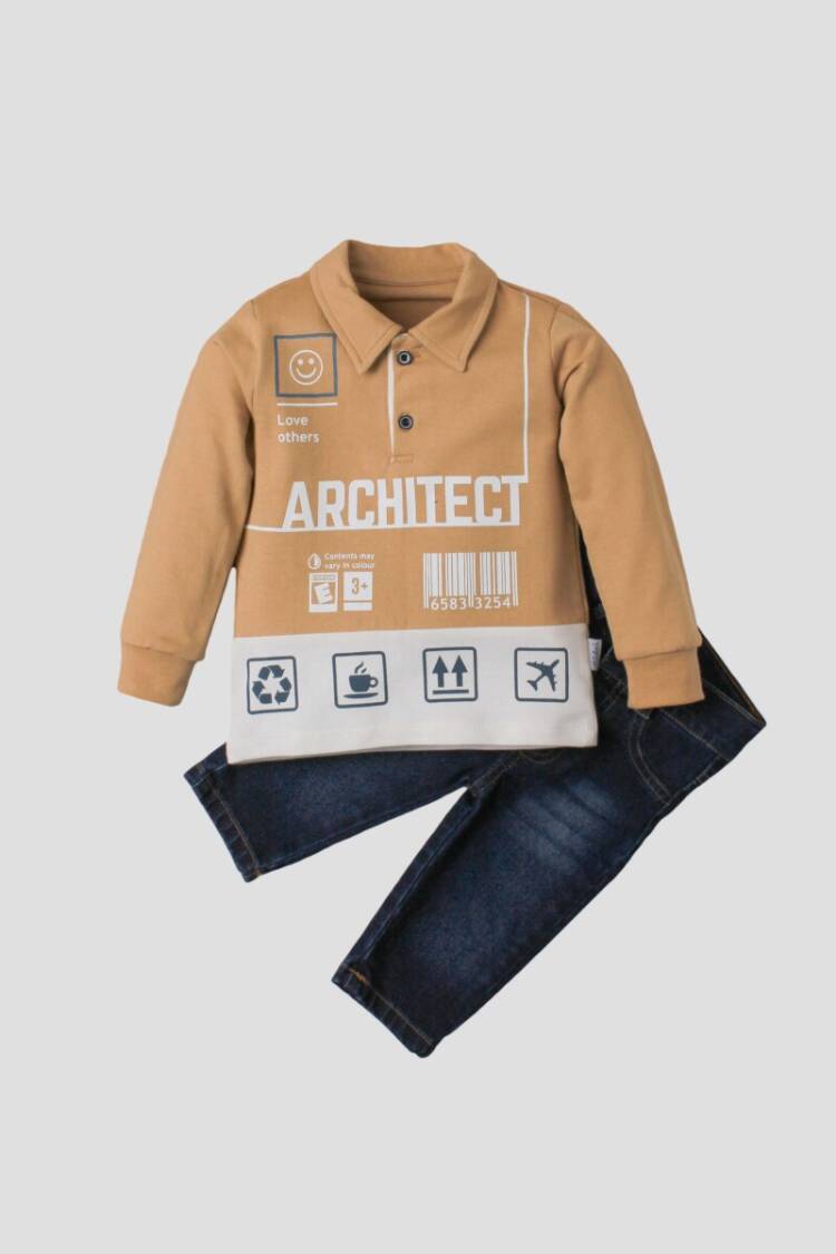 Wholesale Baby Boys 2-Piece Long Sleeve T-Shirt and Denim Pants 9-24M - Brand: Kidexs - Kids & Baby Clothes Wholesale - Globality Store