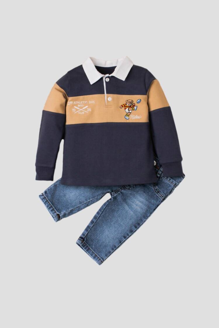 Wholesale Baby Boys 2-Piece Long Sleeve T-Shirt and Denim Pants 9-24M - Brand: Kidexs - Kids & Baby Clothes Wholesale - Globality Store