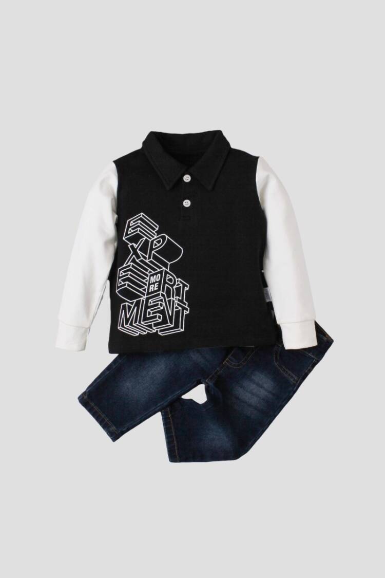 Wholesale Baby Boys 2-Piece Long Sleeve T-Shirt and Denim Pants 9-24M - Brand: Kidexs - Kids & Baby Clothes Wholesale - Globality Store