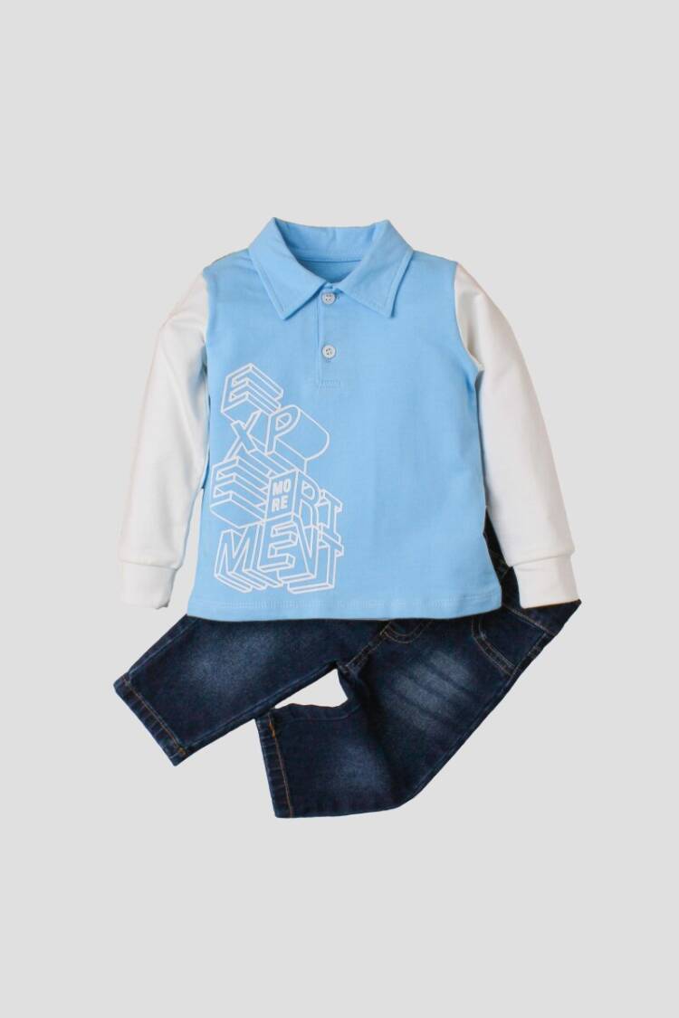 Wholesale Baby Boys 2-Piece Long Sleeve T-Shirt and Denim Pants 9-24M - Brand: Kidexs - Kids & Baby Clothes Wholesale - Globality Store