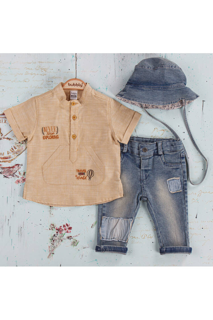 Wholesale Baby Boys 3-Piece Pants, Shirt and Hat Set 6-24M - Brand: Bubbly - Kids & Baby Clothes Wholesale - Globality Store