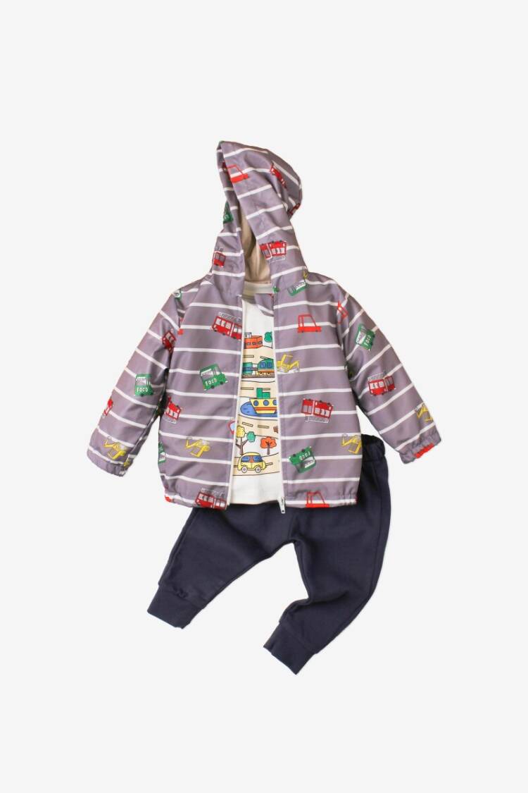 Wholesale Baby Boys 3-Piece Raincoat Set with T-shirt and Pants 9-24M - Brand: Kidexs - Kids & Baby Clothes Wholesale - Globality Store