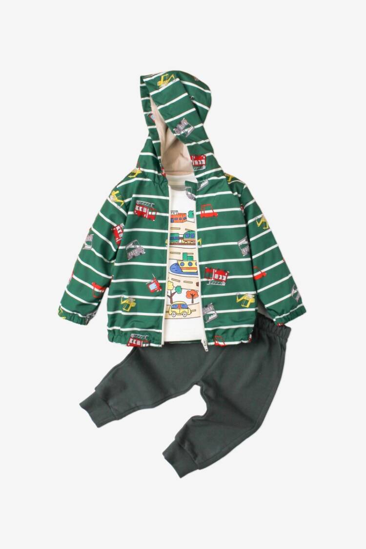 Wholesale Baby Boys 3-Piece Raincoat Set with T-shirt and Pants 9-24M - Brand: Kidexs - Kids & Baby Clothes Wholesale - Globality Store