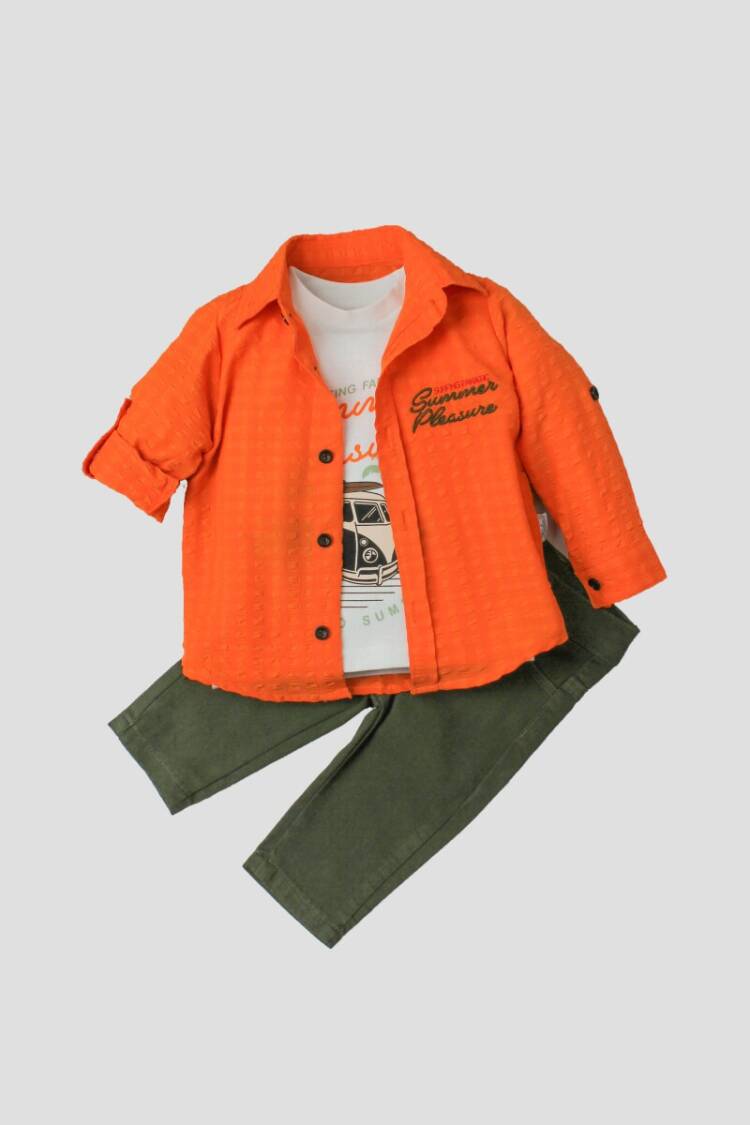 Wholesale Baby Boys 3-Piece Shirt Set with Pants and T-Shirt 9-24M - Brand: Kidexs - Kids & Baby Clothes Wholesale - Globality Store