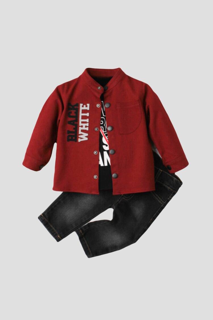 Wholesale Baby Boys 3-Piece Shirt Set with Pants and T-Shirt 9-24M - Brand: Kidexs - Kids & Baby Clothes Wholesale - Globality Store