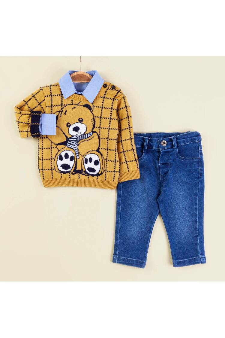 Wholesale Baby Boys 3-Piece Sweater Shirt and Denim Pants Set 6-18M - Brand: Babymuz - Kids & Baby Clothes Wholesale - Globality Store