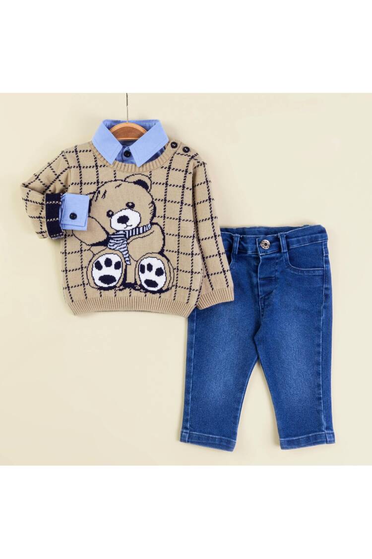 Wholesale Baby Boys 3-Piece Sweater Shirt and Denim Pants Set 6-18M - Brand: Babymuz - Kids & Baby Clothes Wholesale - Globality Store