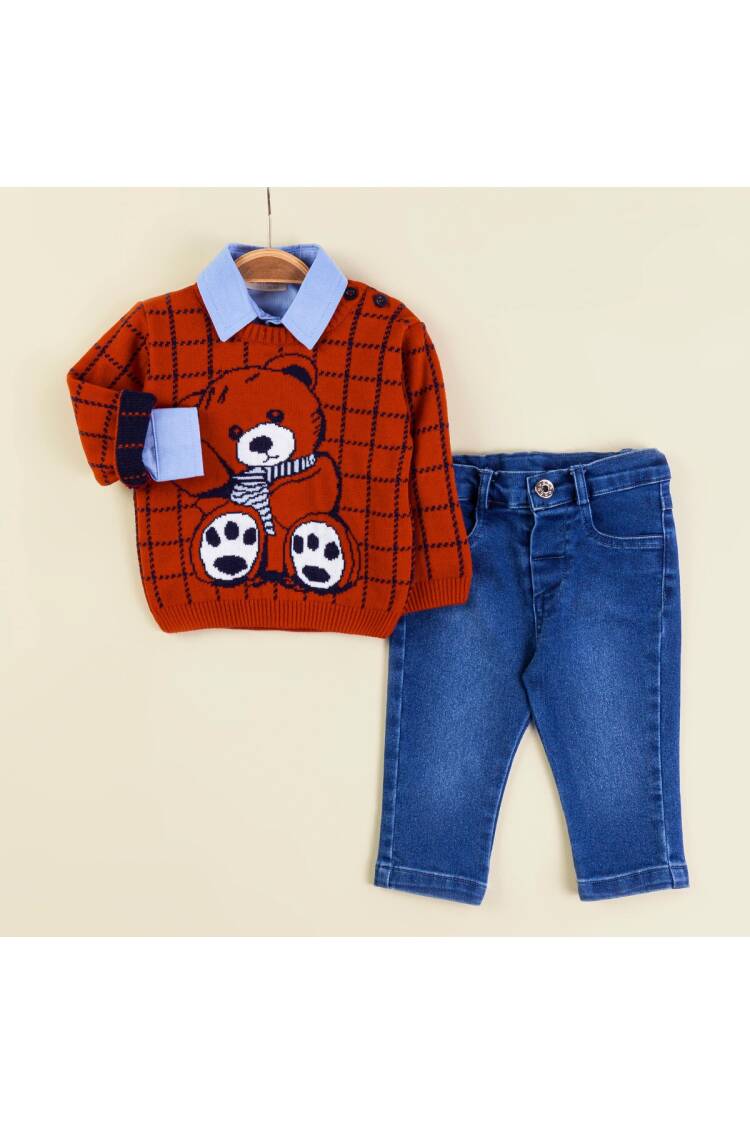 Wholesale Baby Boys 3-Piece Sweater Shirt and Denim Pants Set 6-18M - Brand: Babymuz - Kids & Baby Clothes Wholesale - Globality Store