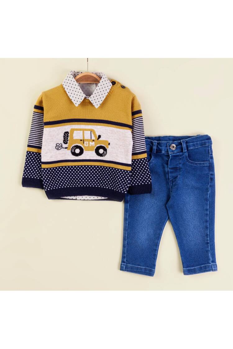 Wholesale Baby Boys 3-Piece Sweater Shirt and Denim Pants Set 9-24M - Brand: Babymuz - Kids & Baby Clothes Wholesale - Globality Store