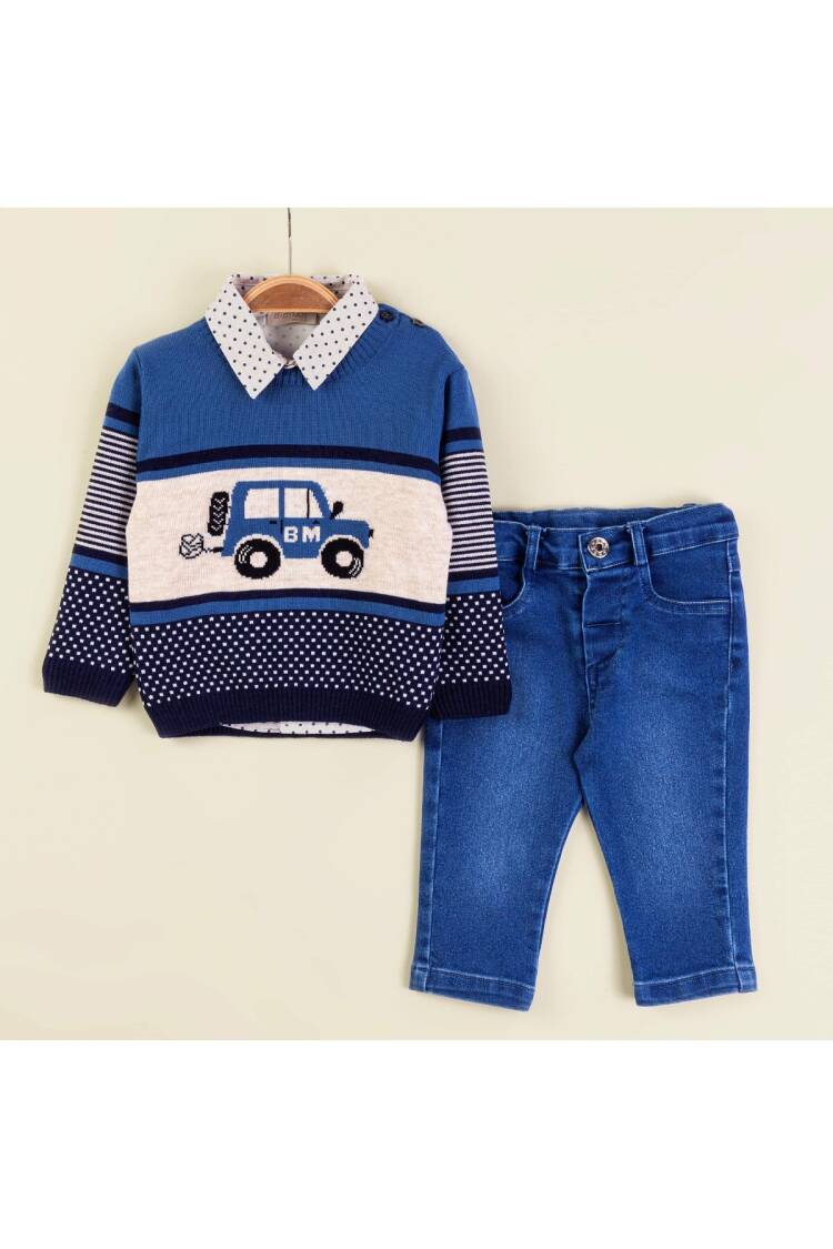 Wholesale Baby Boys 3-Piece Sweater Shirt and Denim Pants Set 9-24M - Brand: Babymuz - Kids & Baby Clothes Wholesale - Globality Store