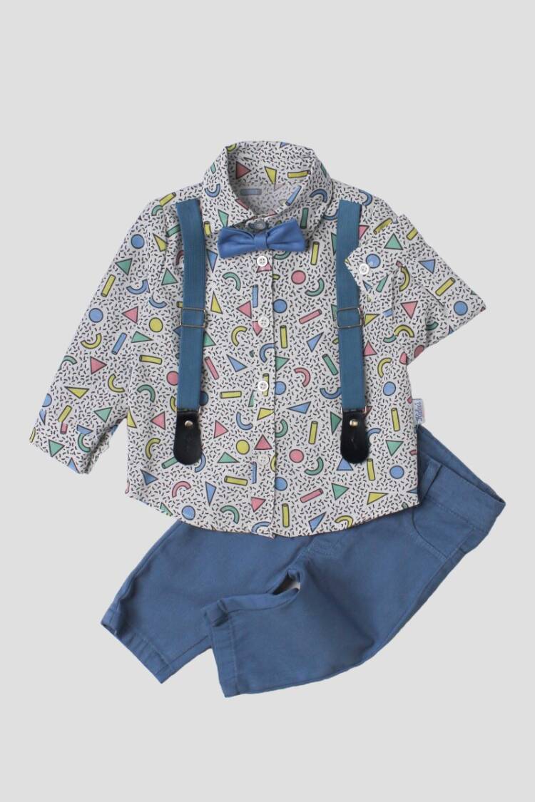 Wholesale Baby Boys 4-Piece Shirt Pants Suspender and Bowtie 6-24M - Brand: Kidexs - Kids & Baby Clothes Wholesale - Globality Store