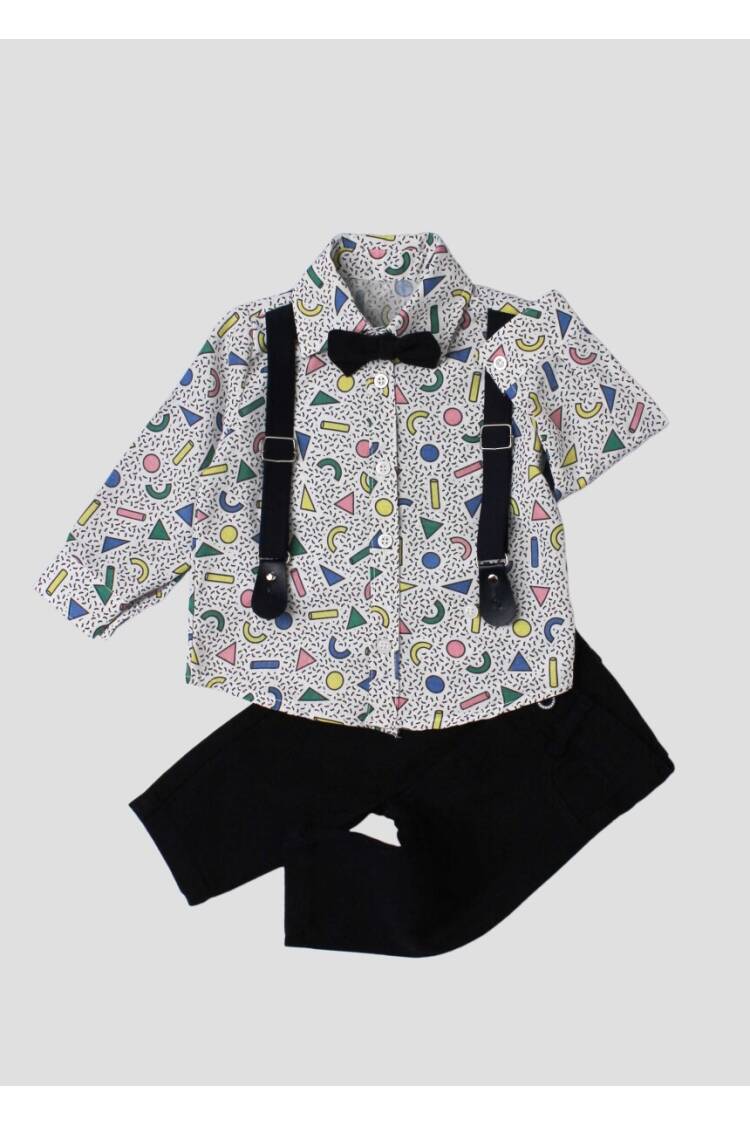 Wholesale Baby Boys 4-Piece Shirt Pants Suspender and Bowtie 6-24M - Brand: Kidexs - Kids & Baby Clothes Wholesale - Globality Store