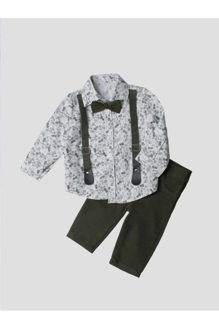Wholesale Baby Boys 4-Piece Shirt Pants Suspender and Bowtie 6-24M - Brand: Kidexs - Kids & Baby Clothes Wholesale - Globality Store