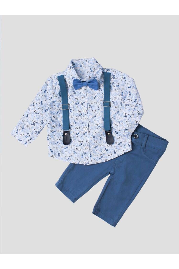 Wholesale Baby Boys 4-Piece Shirt Pants Suspender and Bowtie 6-24M - Brand: Kidexs - Kids & Baby Clothes Wholesale - Globality Store