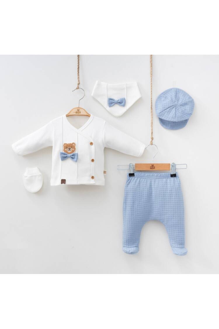 Wholesale Baby Boys 5-Piece Newborn Set with Body Pants Hat Bib and Glove 0-3M - Brand: Minizeyn - Kids & Baby Clothes Wholesale - Globality Store