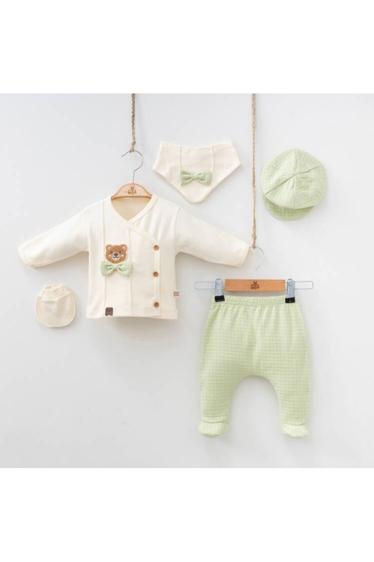 Wholesale Baby Boys 5-Piece Newborn Set with Body Pants Hat Bib and Glove 0-3M - Brand: Minizeyn - Kids & Baby Clothes Wholesale - Globality Store