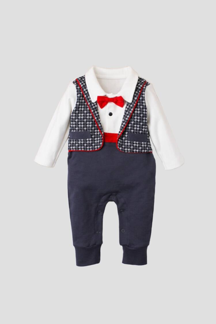 Wholesale Baby Boys Jumpsuit with Vest and Bowtie 3-12M - Brand: Kidexs - Kids & Baby Clothes Wholesale - Globality Store