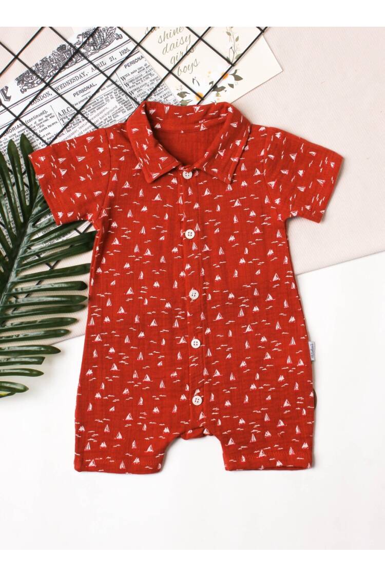 Wholesale Baby Boys Muslin Printed Rompers 3-12M - Brand: Kidexs - Kids & Baby Clothes Wholesale - Globality Store