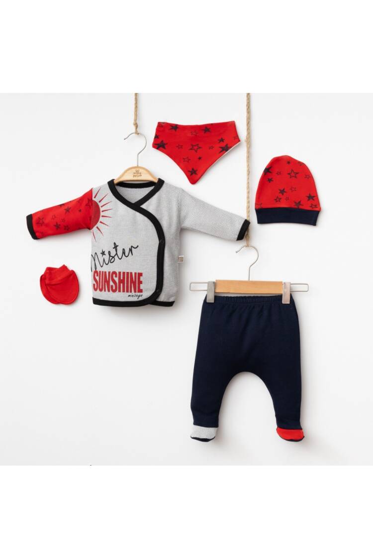 Wholesale Baby Boys Newborn 5-Piece Body Pants Bib Headband and Gloves Set 0-3M - Brand: Minizeyn - Kids & Baby Clothes Wholesale - Globality Store