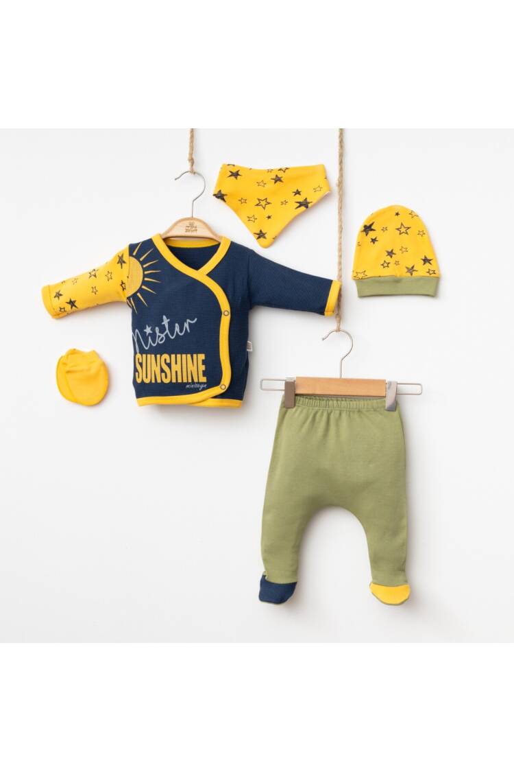 Wholesale Baby Boys Newborn 5-Piece Body Pants Bib Headband and Gloves Set 0-3M - Brand: Minizeyn - Kids & Baby Clothes Wholesale - Globality Store
