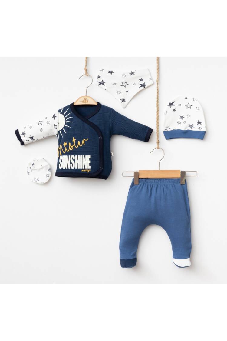 Wholesale Baby Boys Newborn 5-Piece Body Pants Bib Headband and Gloves Set 0-3M - Brand: Minizeyn - Kids & Baby Clothes Wholesale - Globality Store