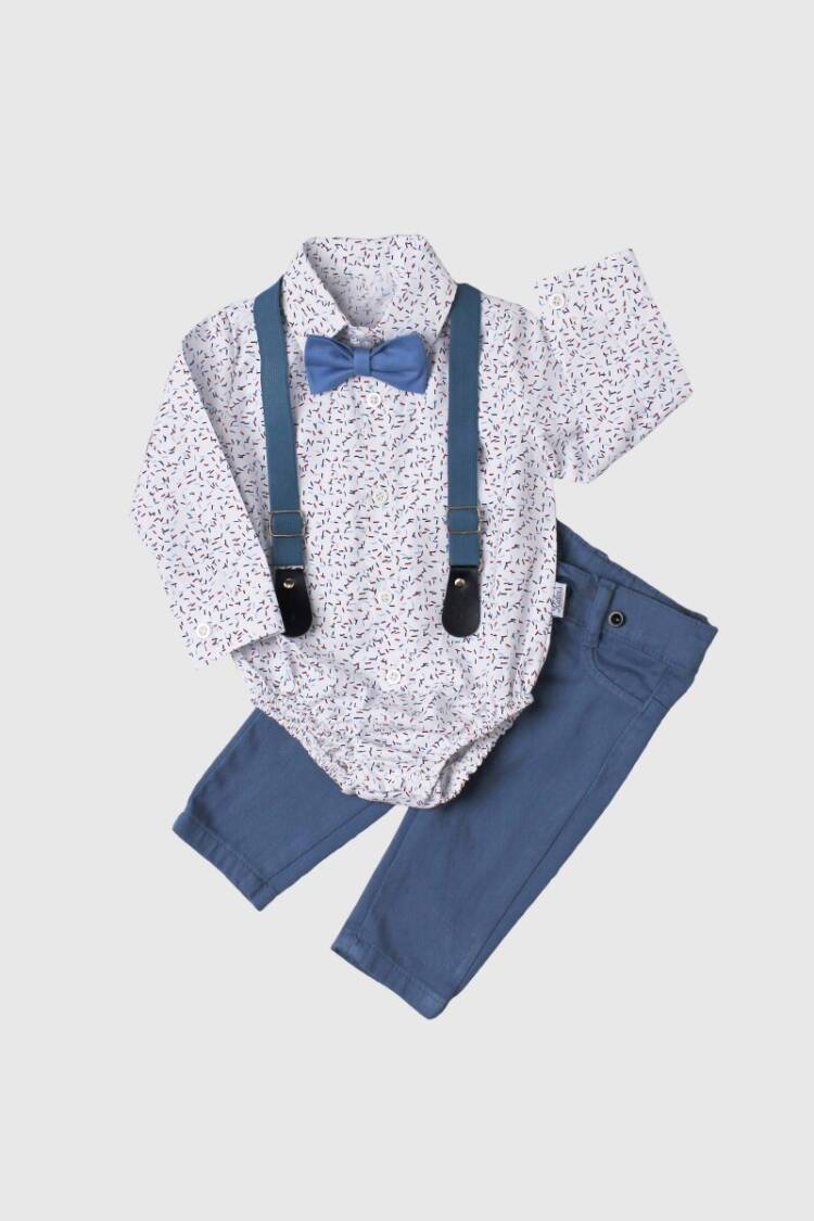 Wholesale Baby Boys Suit Set with Shirt Pants and Suspender 6-24M - Brand: Kidexs - Kids & Baby Clothes Wholesale - Globality Store