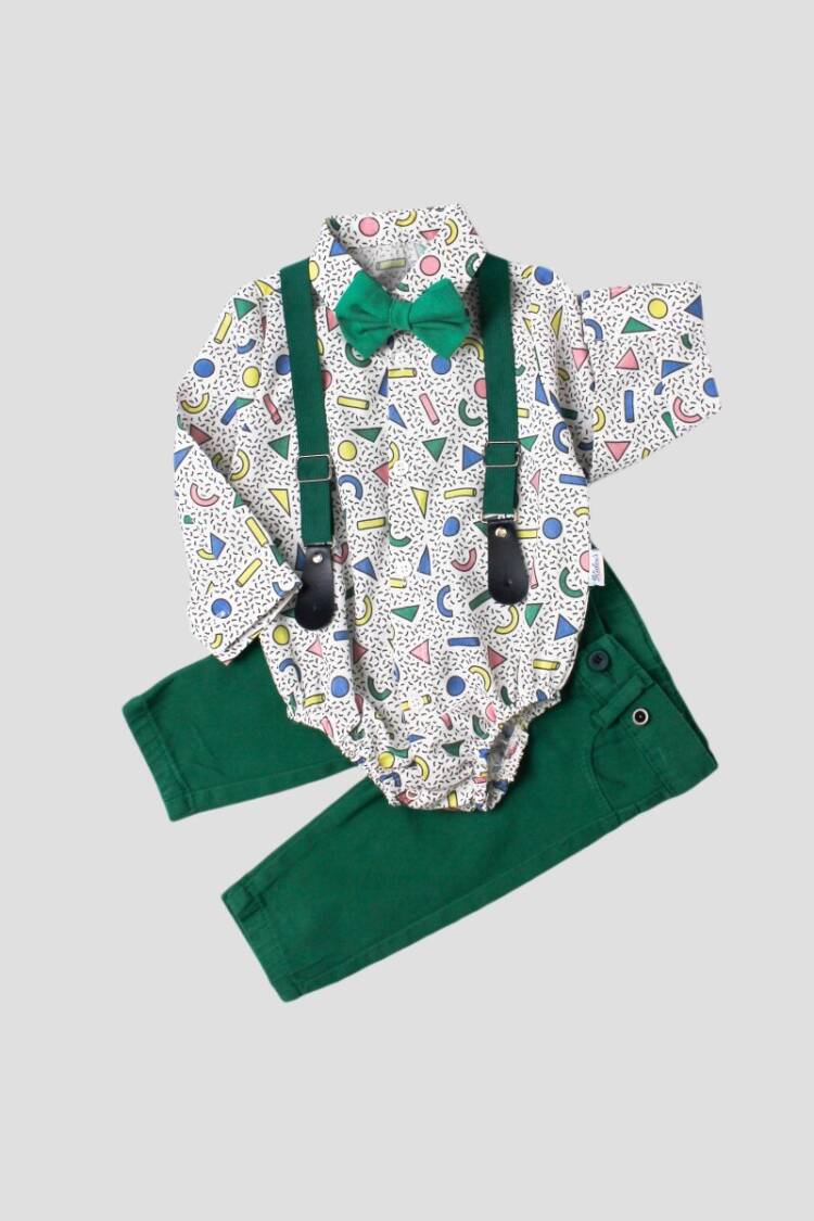 Wholesale Baby Boys Suit Set with Shirt Pants Bowtie and Suspender 6-24M - Brand: Kidexs - Kids & Baby Clothes Wholesale - Globality Store