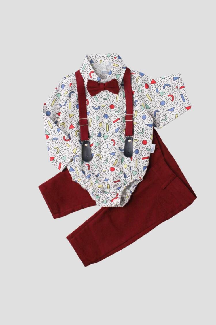 Wholesale Baby Boys Suit Set with Shirt Pants Bowtie and Suspender 6-24M - Brand: Kidexs - Kids & Baby Clothes Wholesale - Globality Store