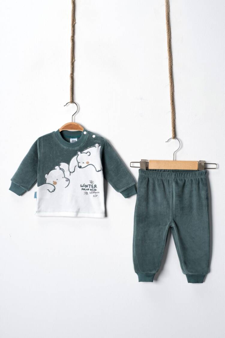 Wholesale Baby Boys Velvet Tracksuit Set 3-9M - Brand: Hoppidik - Kids & Baby Clothes Wholesale - Globality Store