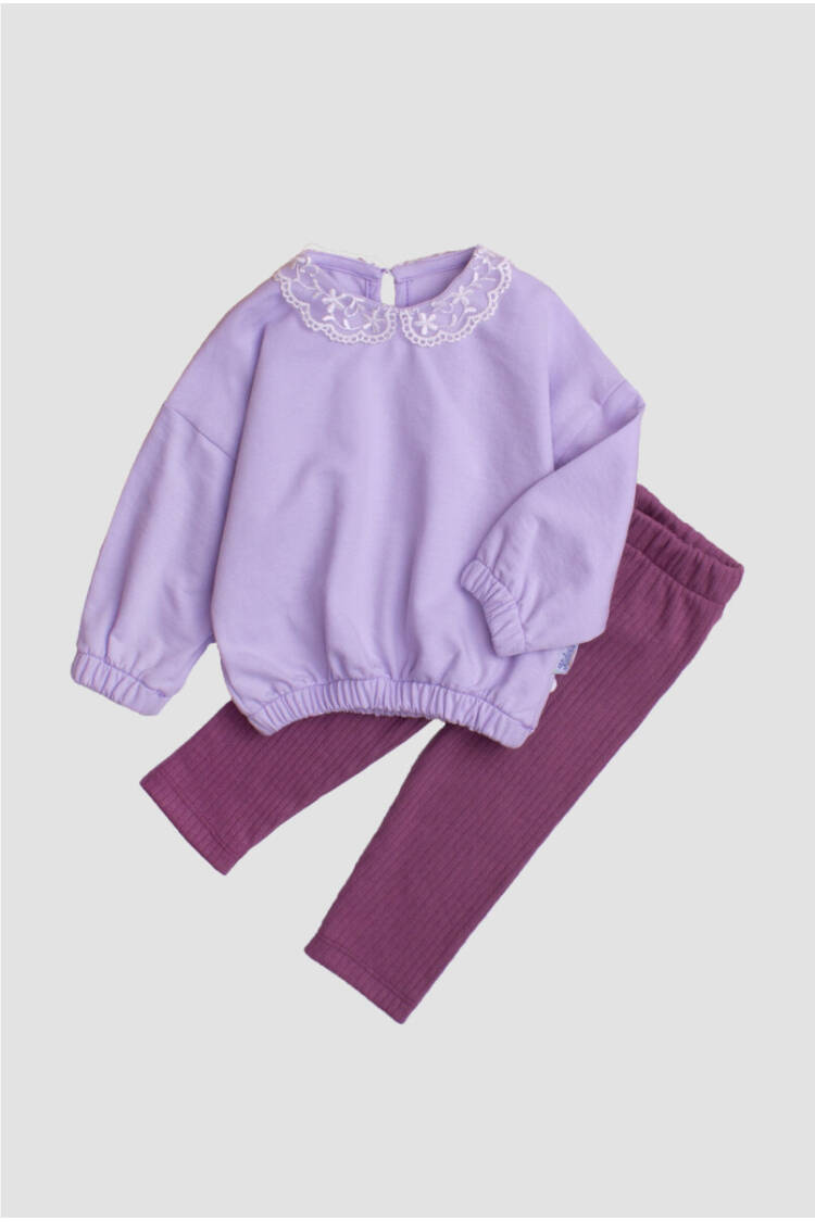 Wholesale Baby Girl 2-Piece Set with Lace Detailed Tights on the Collar 6-24M - Brand: Kidexs - Kids & Baby Clothes Wholesale - Globality Store