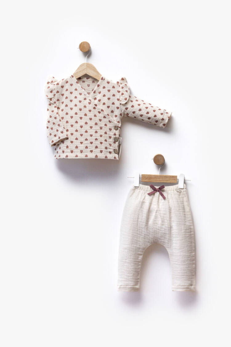 Wholesale Baby Girl 2pcs Muslin Body and Pants Set 3-12M - Brand: Bebbemini - Kids & Baby Clothes Wholesale - Globality Store