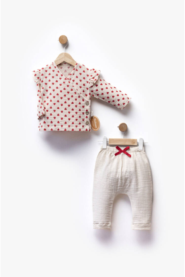 Wholesale Baby Girl 2pcs Muslin Body and Pants Set 3-12M - Brand: Bebbemini - Kids & Baby Clothes Wholesale - Globality Store