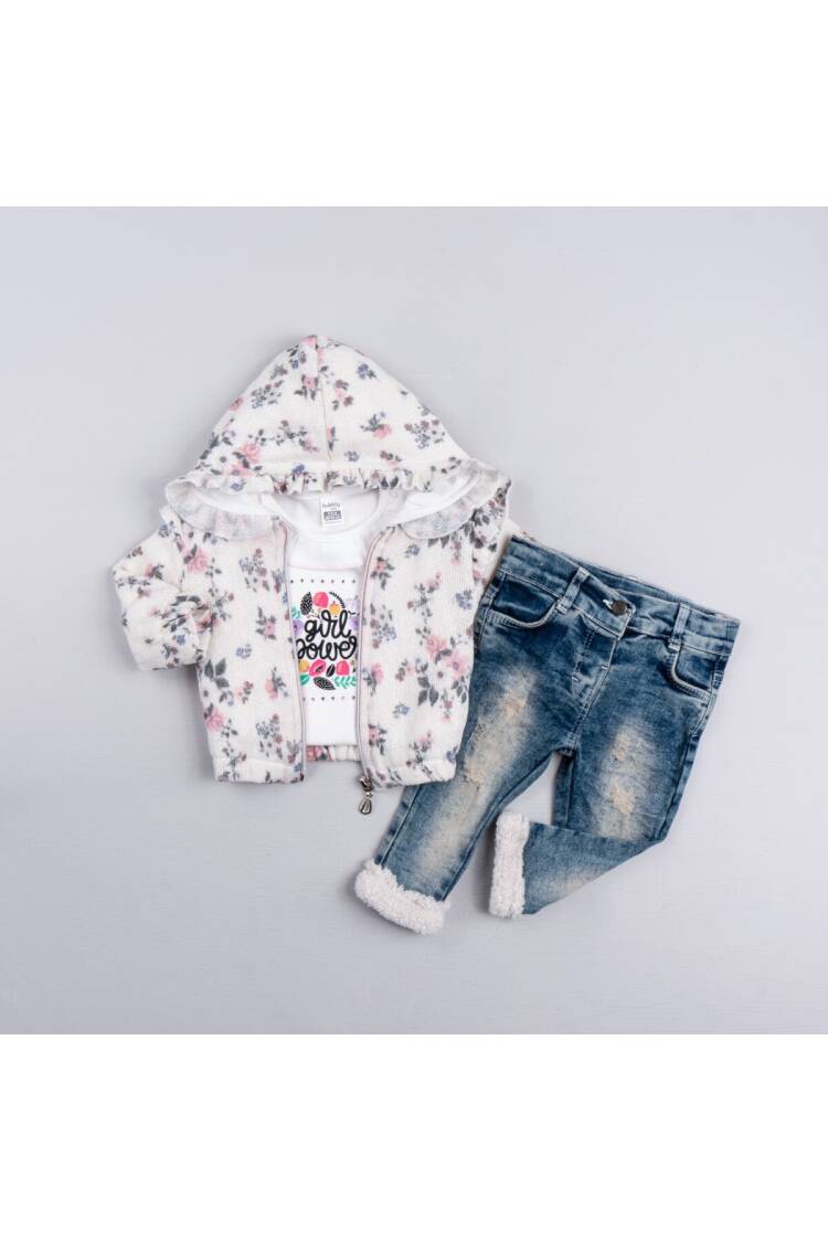 Wholesale Baby Girl 3-Piece Jacket Body and Pants Set 6-24M - Brand: Bubbly - Kids & Baby Clothes Wholesale - Globality Store