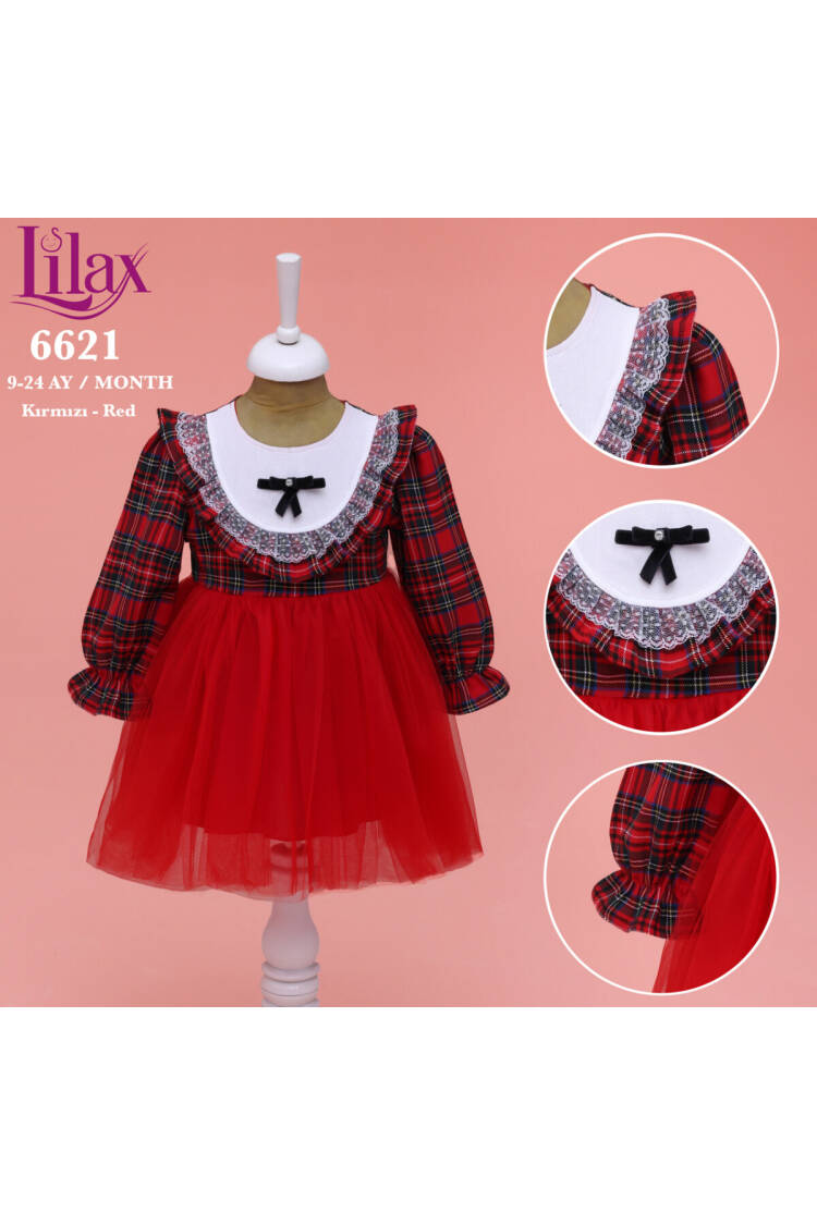 Wholesale Baby Girl Chrıstmas Dress with Tulle Skirt 9-24M - Brand: Lilax - Kids & Baby Clothes Wholesale - Globality Store